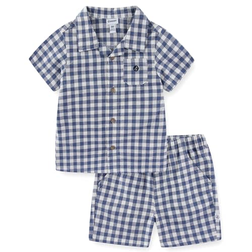 Sperry Baby Boys Woven Gingham Button Down Shirt and Short Set for Newborn and Infants