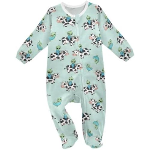 Baby One-Piece Footies for Boys Girls 3-24M Cotton Zipper Jumpsuit