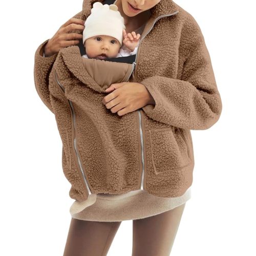 Maternity Coat Fall Winter Mom Cozy Carrier Fleece Sherpa jacket Warm Zip Up Coats Clothing