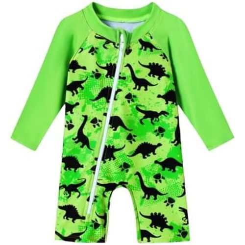 Baby Boy Swimsuit One Piece Long Sleeve Zipper Bathing Suit UPF 50+ Sun Protection Rashguard Swimwear 0-24 Months