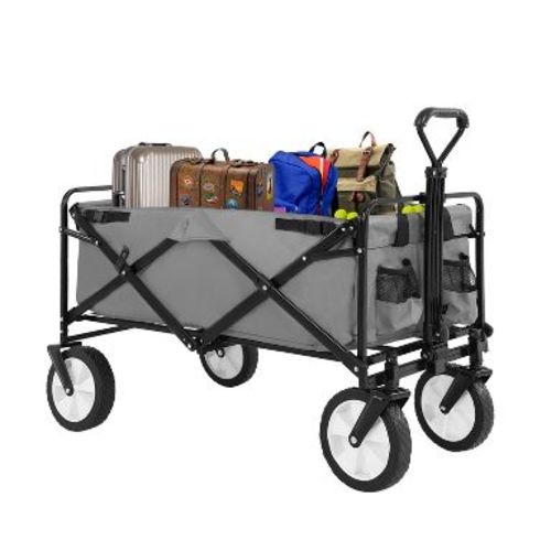 FDW Folding Wagon Heavy-Duty Folding Utility Cart Garden Cart 330 lbs Capacity, Gray
