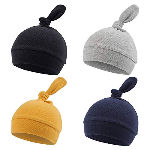 Newborn Hospital Hat Autumn Winter Baby Knot Beanie Baby Boys Girls Hats 0-12 Months