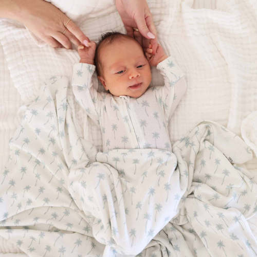 Preppy Palms Bamboo Waffle Oversized Swaddle Blanket