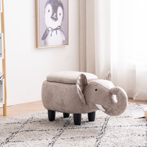 Animal Elephant Storage Upholstered Kids Ottoman