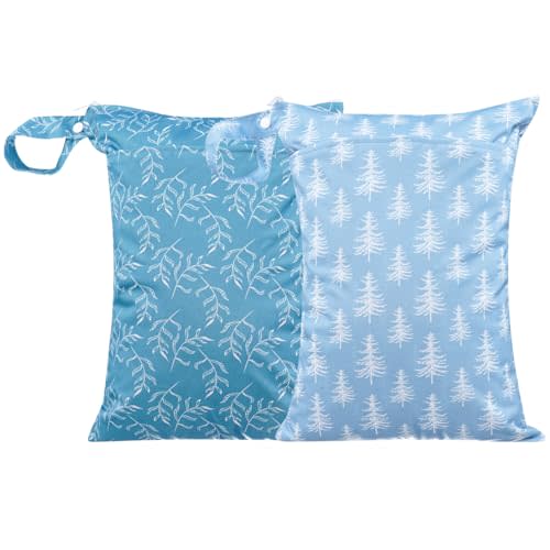 Opgroeie Wet Dry Bags with Two Zippered Pockets and Handle, Reusable Storage Bag for Breast Pump Parts & Baby Items, Waterproof Diaper Bags, Yoga Gym Bag for Swimsuits or Wet Clothes-2pcs, 11.8*15.75"