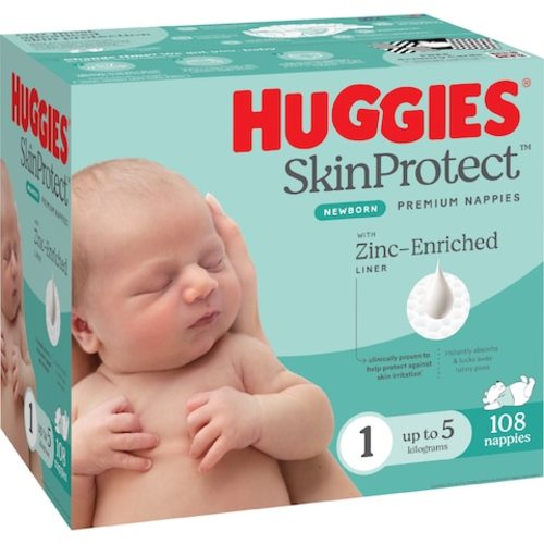 Huggies Newborn Nappies Size 1 (up to 5kg) 108 pack | Woolworths