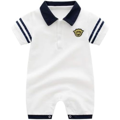 Baby Boys Polo Romper Short Sleeve Collared Cotton One-Piece Coverall Summer Baby Stuffs outfits