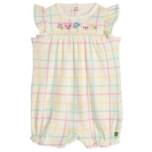 John Deere Farm Animals Newborn Baby Girls Romper Beige / Pink Yellow Turquoise 6-9 Months