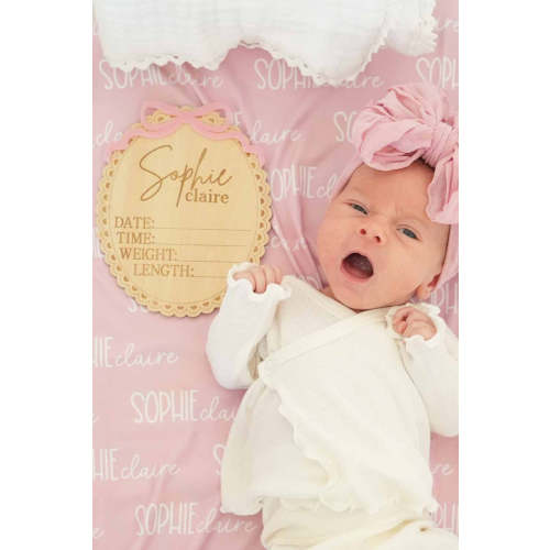 Personalized Birth Stats Wood Announcement | Precious Bow