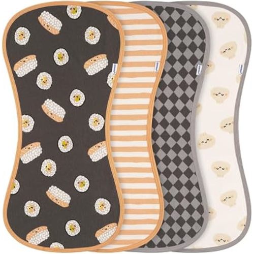 Onesies Brand, Unisex Baby 4-Pack Super Soft Absorbent Cotton Burp Cloths, Sushi