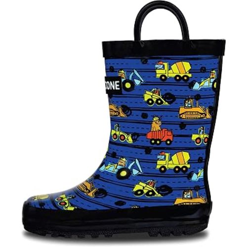 Lone Cone Kids Rain Boots for Girls & Boys – Waterproof Natural Rubber Toddler Rain Boots with Non-Slip Outsole & Easy Pull Handles – Solid, Pattern & Glitter Designs