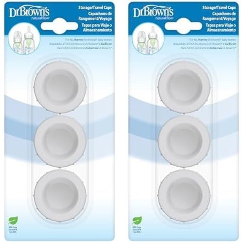 Dr. Brown's Replacement Travel Caps for Dr. Brown's Original, Options, and Options+ Baby Bottles, 3 Count (Pack of 2)