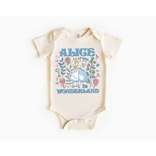 Alice in Wonderland Shirt, Disney Toddler Tee, Infant Romper with Wonderland Symbols, Disney Princess Infant Bodysuit,Magical Cartoon Design