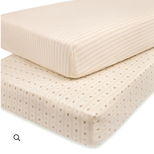 Linear Floral Crib Sheet Set Crib Sheet Set – Ely's & Co.