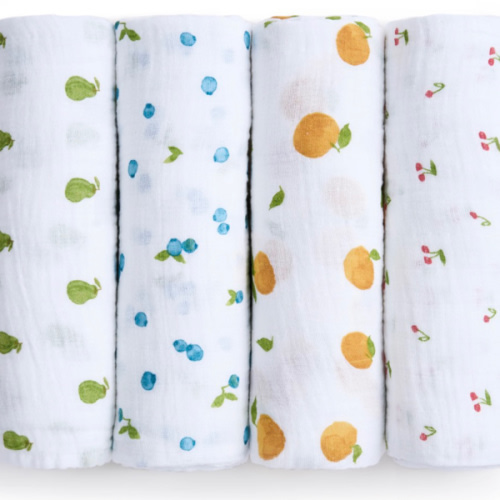 aden + anais fresh fruit organic cotton muslin swaddles 4 pack