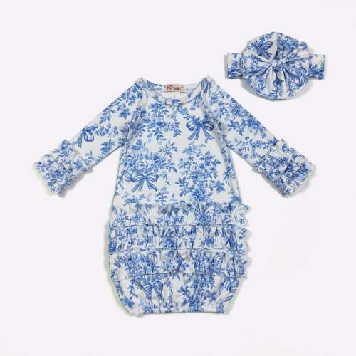 Blue Chinoiserie Baby Gown