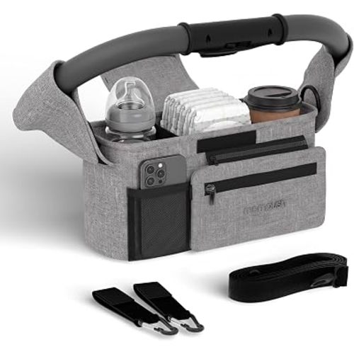 Mompush Universal Stroller Organizer Caddy with Insulated Cup Holder