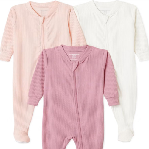 Amazon Essentials Unisex Babies' Ribbed Footed Pajamas