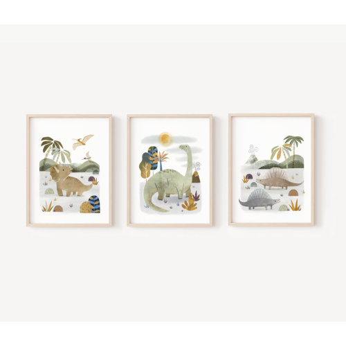 Nemo and Her Dinosaur Paper Print - Unframed Prints | Wayfair