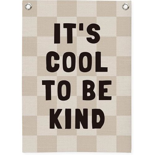 Kids Room Decor Linen Canvas Banner, It's Cool to Be Kind,Baby Nursery Decor Wall Hanging Flag for Bedroom Playroom Classroom Kids Rroom 18x25 Inch