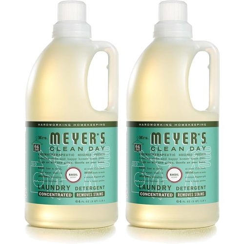 MRS. MEYER'S CLEAN DAY Baby Laundry Detergent Liquid, Infused with Essential Oils, Baby Blossom, 64oz - Pack of 2 (128 Loads)