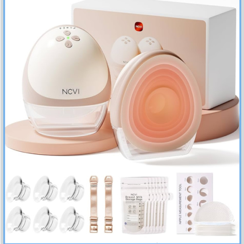 NCVI Heated Hands Free Breast Pump, 360° Warm Wearable Breastfeeding Pump, -300 mmHg Hospital-Grade Suction, 2000mAh Long Battery, 4 Modes & 9 Levels, Leakproof Design, Slim & Quiet, 19–28mm Flanges