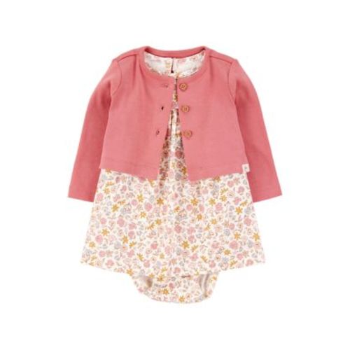 Baby Girls Printed Dress and Cardigan Set