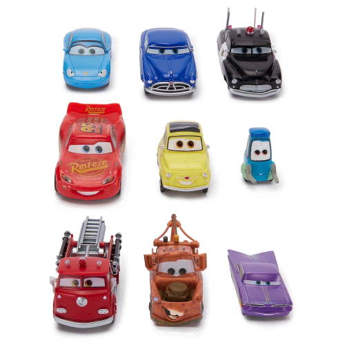 Disney Store Official Cars Figure Set – 9 Fully Sculpted Disney Figures Including Lightning McQueen, Tow Mater & More in Double-Tiered Box with Scenic Backgrounds