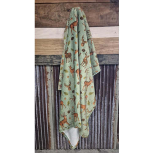 Whitetail Woods Minky Blanket- Green