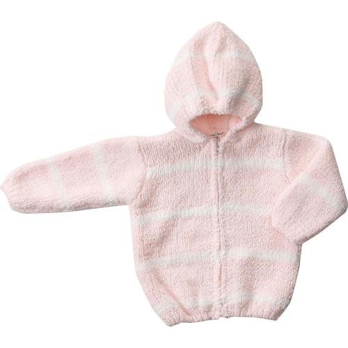 Chenille - Pretty Pink & Ivory Stripe Hooded Jacket
