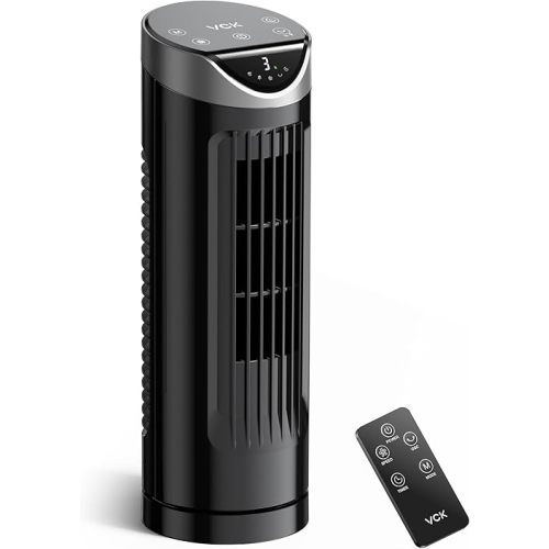 Tower Fan for Bedroom, 26 dB Quiet Bladeless Fan with Remote, LED Display, 9 Speeds, 1-8H Timer, Personal Desk Fan 90° Oscillating Fans for Indoors, 13 Inch Portable Table Fan for Room, Home, Office