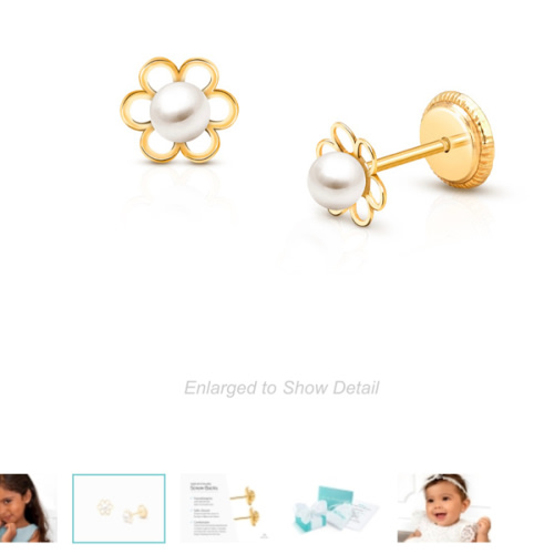 Petals and Pearls, Baby/Children's Earrings, Screw Back - 14K Gold