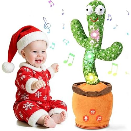 Dancing Talking Cactus Baby Toy, Mimicking & Repeating with Singing, Dancing and Recording, Volume Adjustable, Stocking Stuffers for Infants Toddlers Boys and Girls