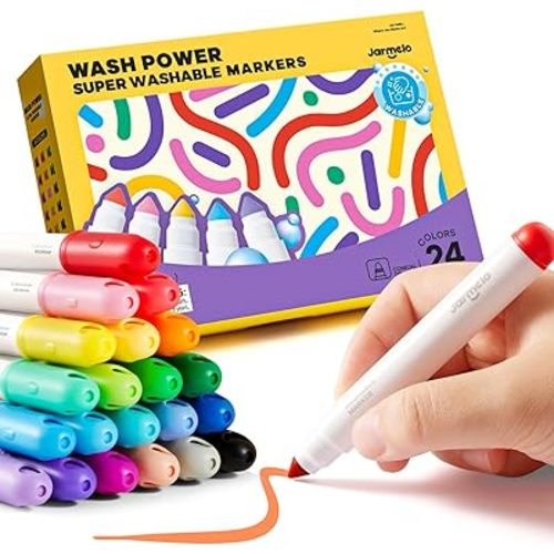 Jar Melo Washable Markers for Kids Toddlers, Coloring Supplies, 24 Colors