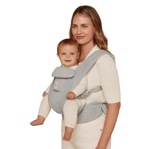 Ergobaby Omni Deluxe Baby Carrier Newborn to Toddler - Breathable Baby Carriers for Summer - All-Position Carrier with Enhanced Lumbar Support & Airflow (7-45 Pounds), Mesh, Natural Beige
