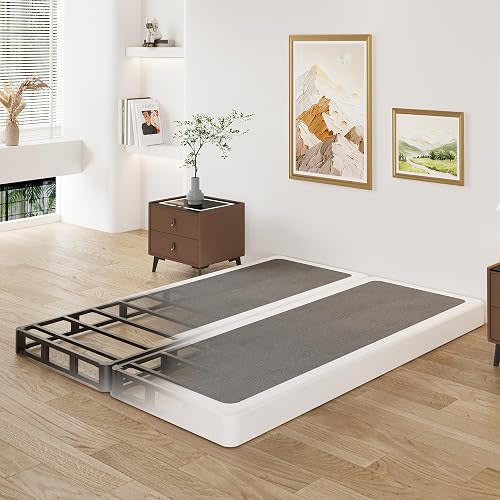 Lutown-Teen 4 Inch Split Queen Box Spring, Heavy Duty Metal Box Spring for Queen Bed Mattress Foundation with Fabric Cover, Easy Assembly, Noise Free