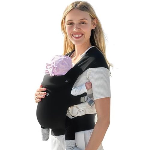 GROWNSY Baby Carrier Newborn to Toddler, Cozy Baby Wraps Carrier, Ergonomic Baby Carrier with Head Support, Black