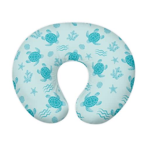 Sea Turtle Nursing Pillow Cover for Baby Boys Girls, Machine Washable Breastfeeding Pillow Slipcover, Soft Nursing Pillowcase for Newborn Infant, Cover Only