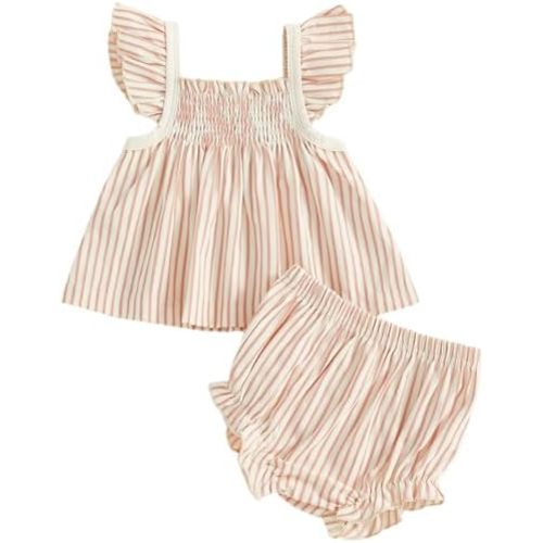 Mubineo Baby Girl Summer Clothes Cute Ruffle Tops Dress Shorts Outfits Set Infant Toddler Shrit Bloomers Princess Outfit