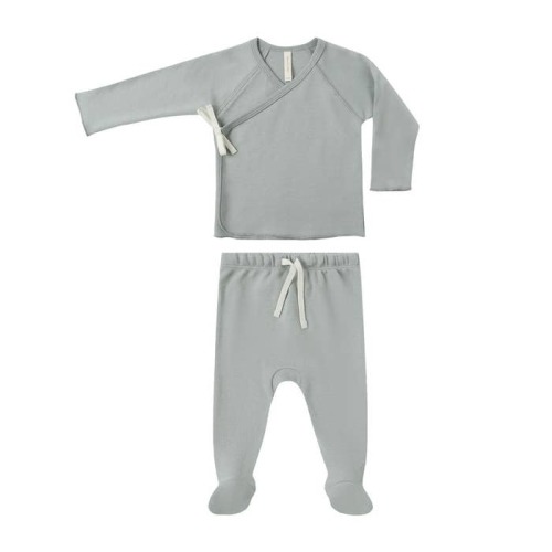 Wrap Top + Footed Pant Set