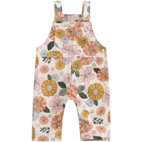 Baby Girl Overalls Romper Floral Print Sleeveless Suspender Jumpsuit Summer Clothing