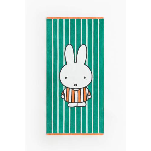 TERRY BATH TOWEL WITH PRINTED MOTIF