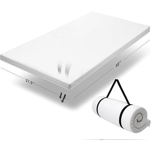 Organic Cotton Toddler Mattress Topper | Ventilated 2-Inch Memory Foam CertiPUR-US Topper Pad, Waterproof & Washable Cover for Toddler Bed, Soft Padding, Nonslip Bottom, Travel Strap, 52"x27.5"x2"