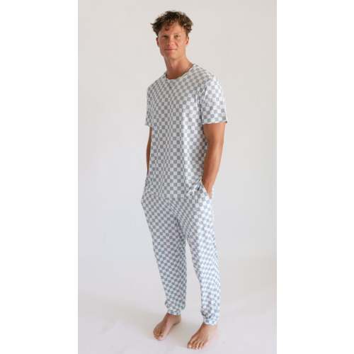 Adult Jogger Set In Cornflower Blue Checkered