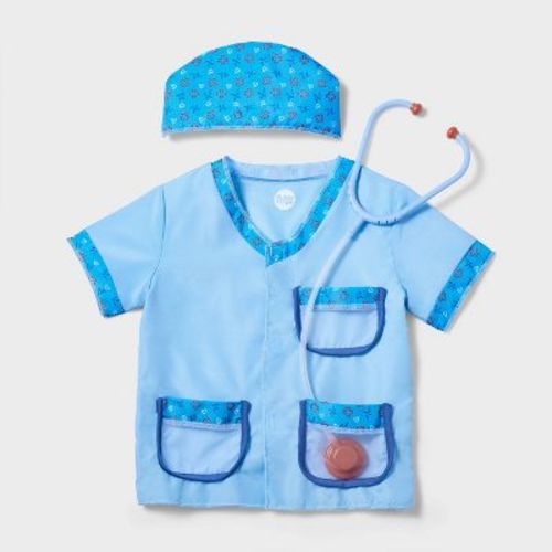 Pretend Play Doctor Costume with Scrub Top, Hat & Stethescope 4T-XS - Gigglescape™