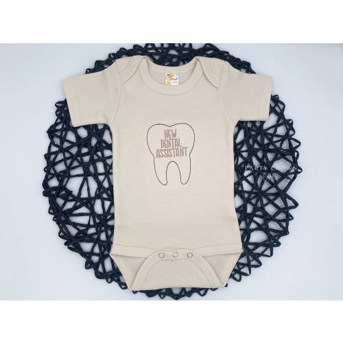 Embroidered New Dental Assistant Bodysuit• Dentist Pregnancy Announcement • Tooth • Dental Baby Shower Gift • New Dentist Assistant