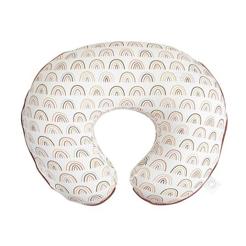 Boppy Organic Original Nursing Pillow, Spice Rainbows, Ergonomic Nursing Essentials for Bottle and Breastfeeding, Firm Hypoallergenic Fiber Fill, with 100% Organic Cotton Pillow Cover