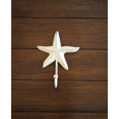 Starfish Wall Hook / Metal Wall Hanger / Bathroom Towel Hook / Beach Cottage Chic / Robe Hanger / Creamy White or Pick Color / Sea Accent