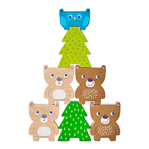 HABA Forest Friends Wooden Stacking Toy – Montessori Sorting Game & Shape Sorter for Toddlers – Educational Wooden Blocks for Preschool Learning – Stacking Toys for Toddlers 2+, Made in Germany