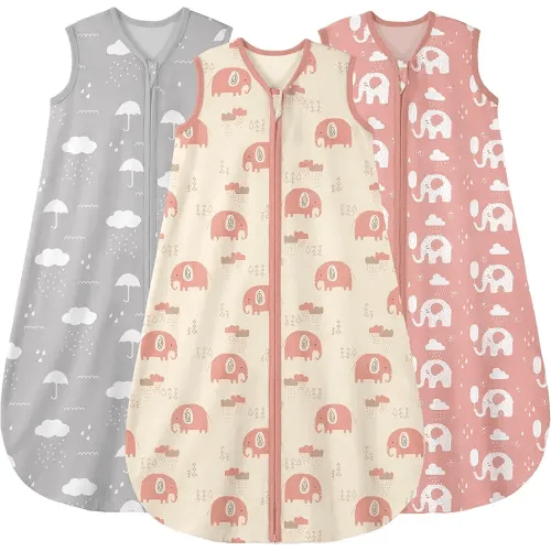 Yoofoss Baby Sleep Sack 0-6 Months Wearable Blanket for Babies 100% Organic Cotton 2-Way Zipper TOG 0.5 Toddler Sleeping Sack 3 Pack, Comfy Lightweight Sleep Sacks